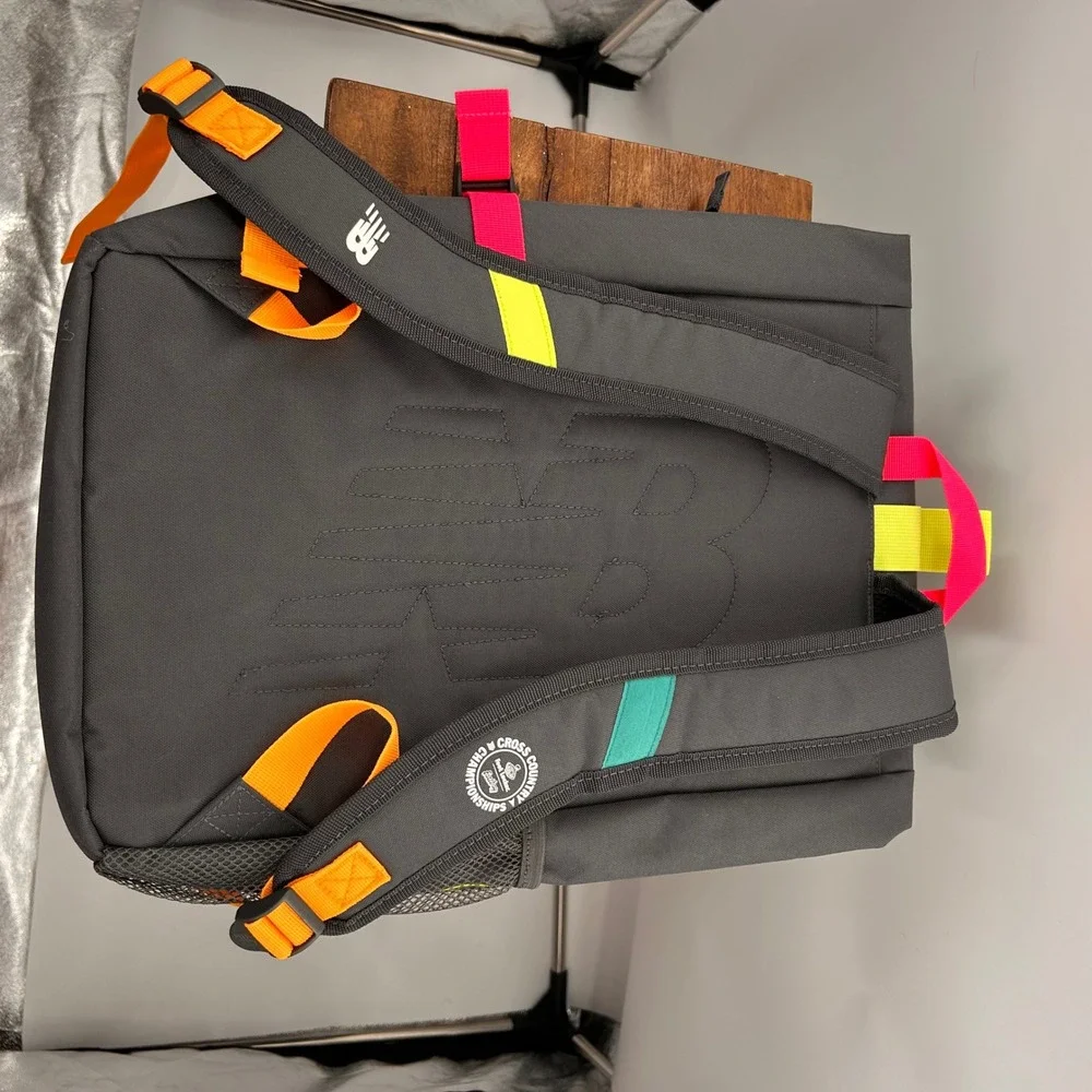 New Balance FLCC Roll Top Backpack Grey Neon Pink Green Orange Laptop Bag